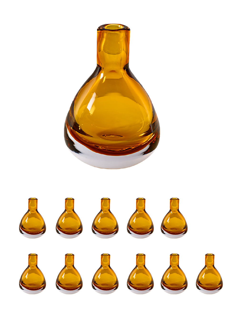 Mini Amber Teardrop Glass Bud Vase, 3.5" Diameter & 4.5" Tall