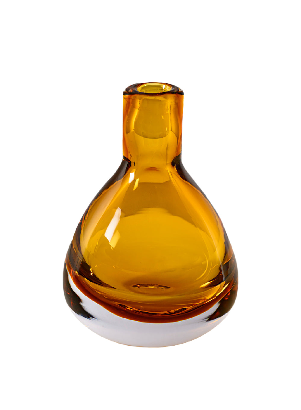 Mini Amber Teardrop Glass Bud Vase, 3.5" Diameter & 4.5" Tall