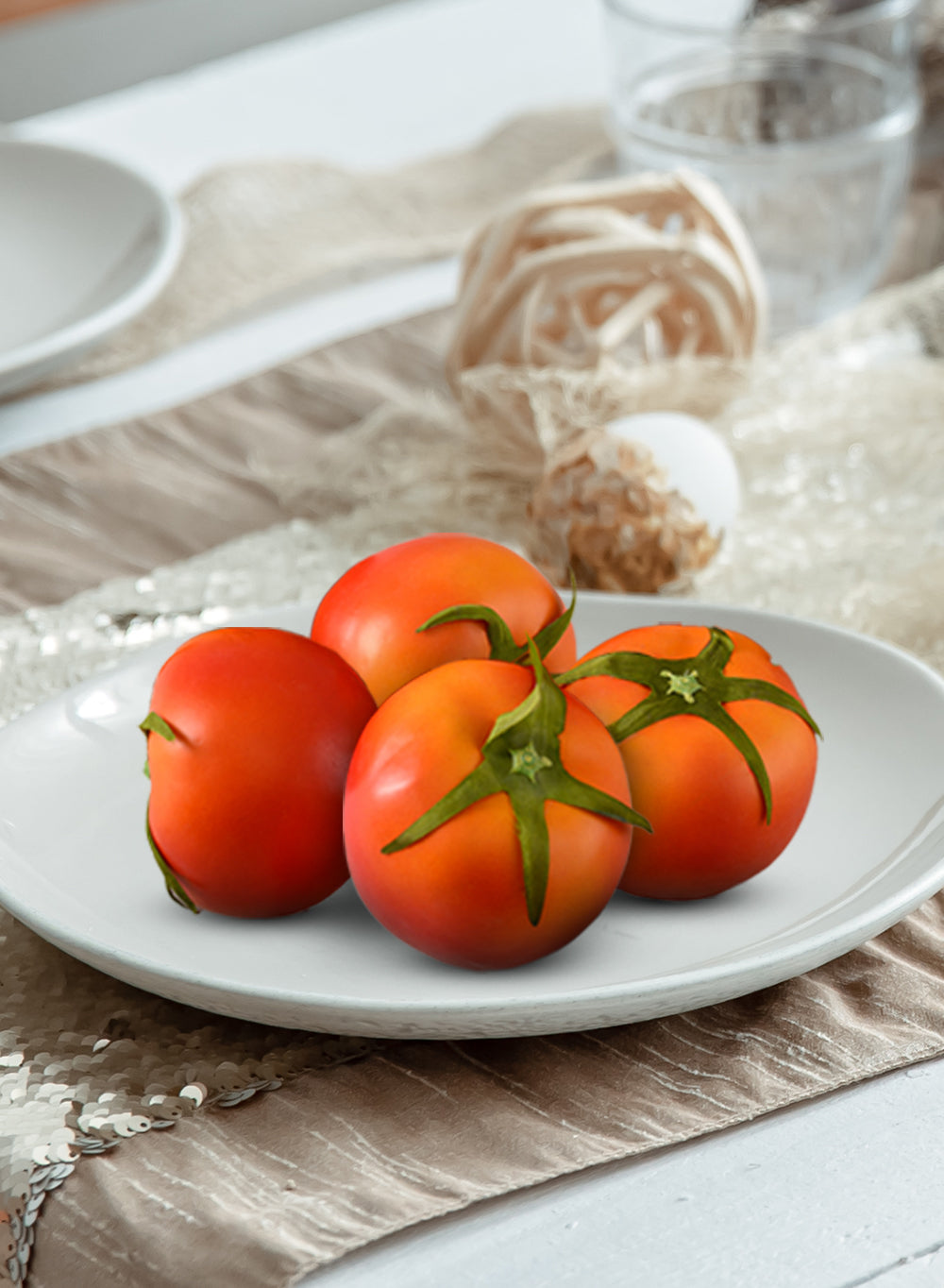 Faux Red Tomatoes, 2.6" Diameter & 2.5" Tall, Pack of 6