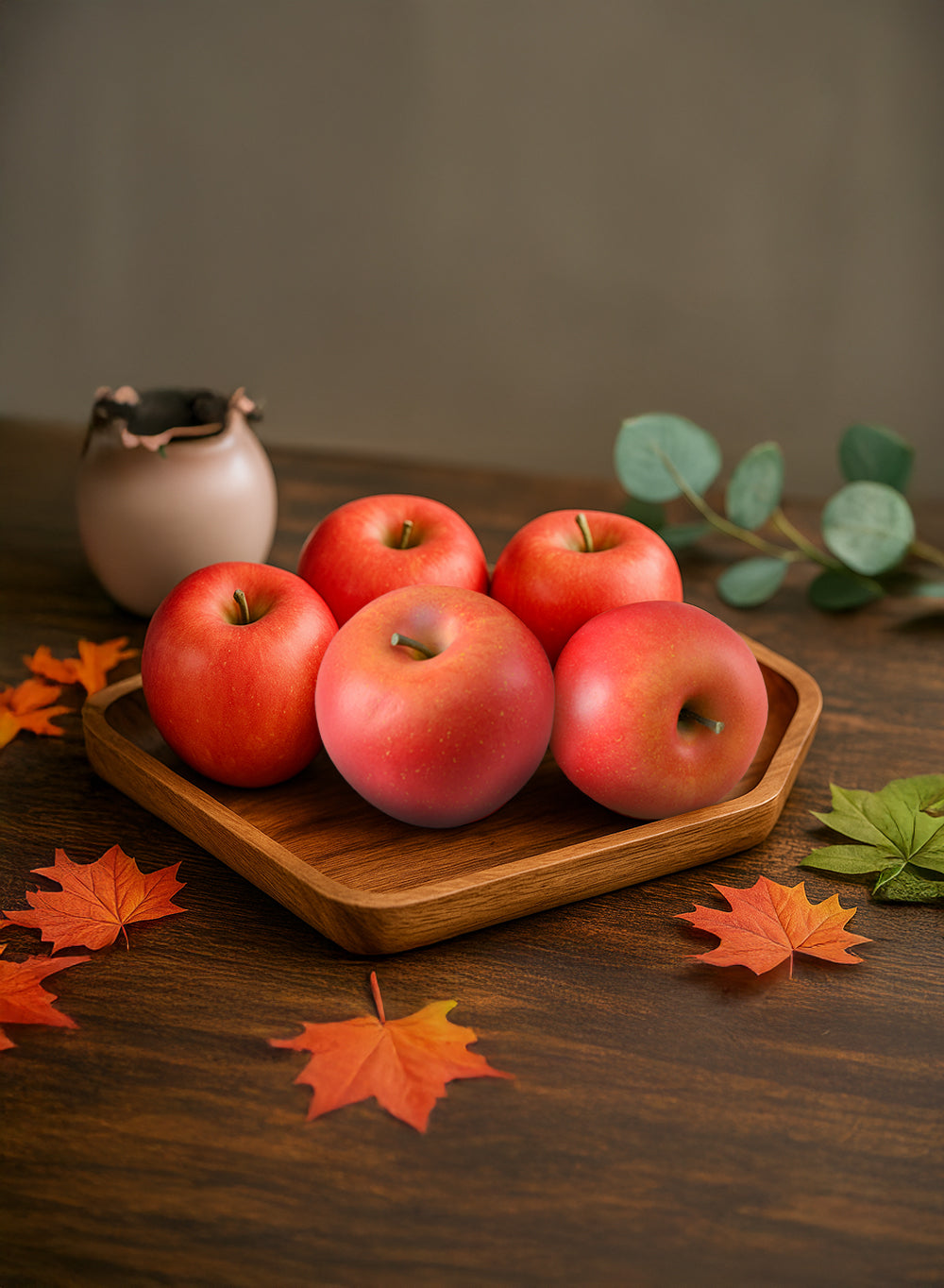 Faux Red Apple, 3" Diameter & 2.5" Tall, Pack of 5