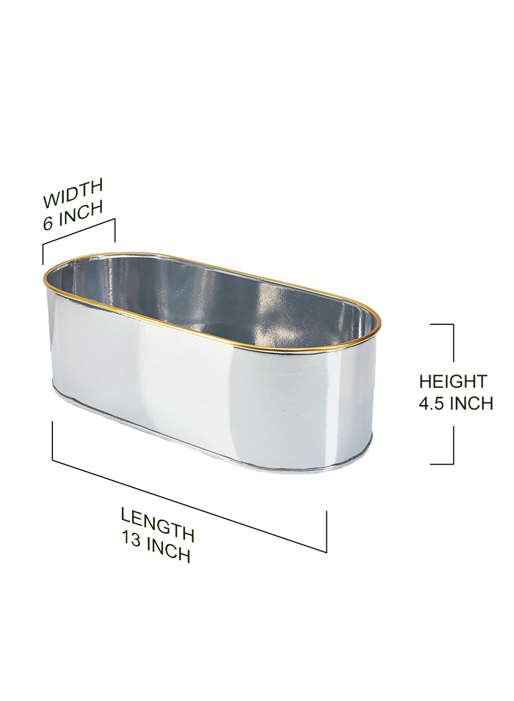 13" Luminous Steel Oval Planter