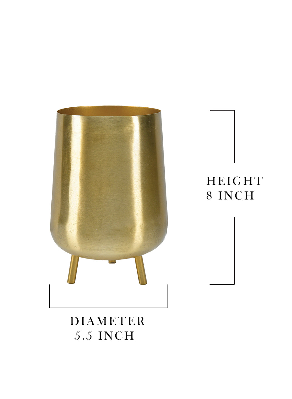 8" Gold Three Footed Planter