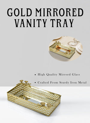 10" Gold Mirrored Vanity Tray