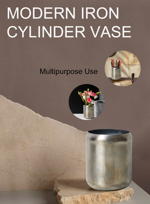 5.75" Modern Iron Cylinder Vase