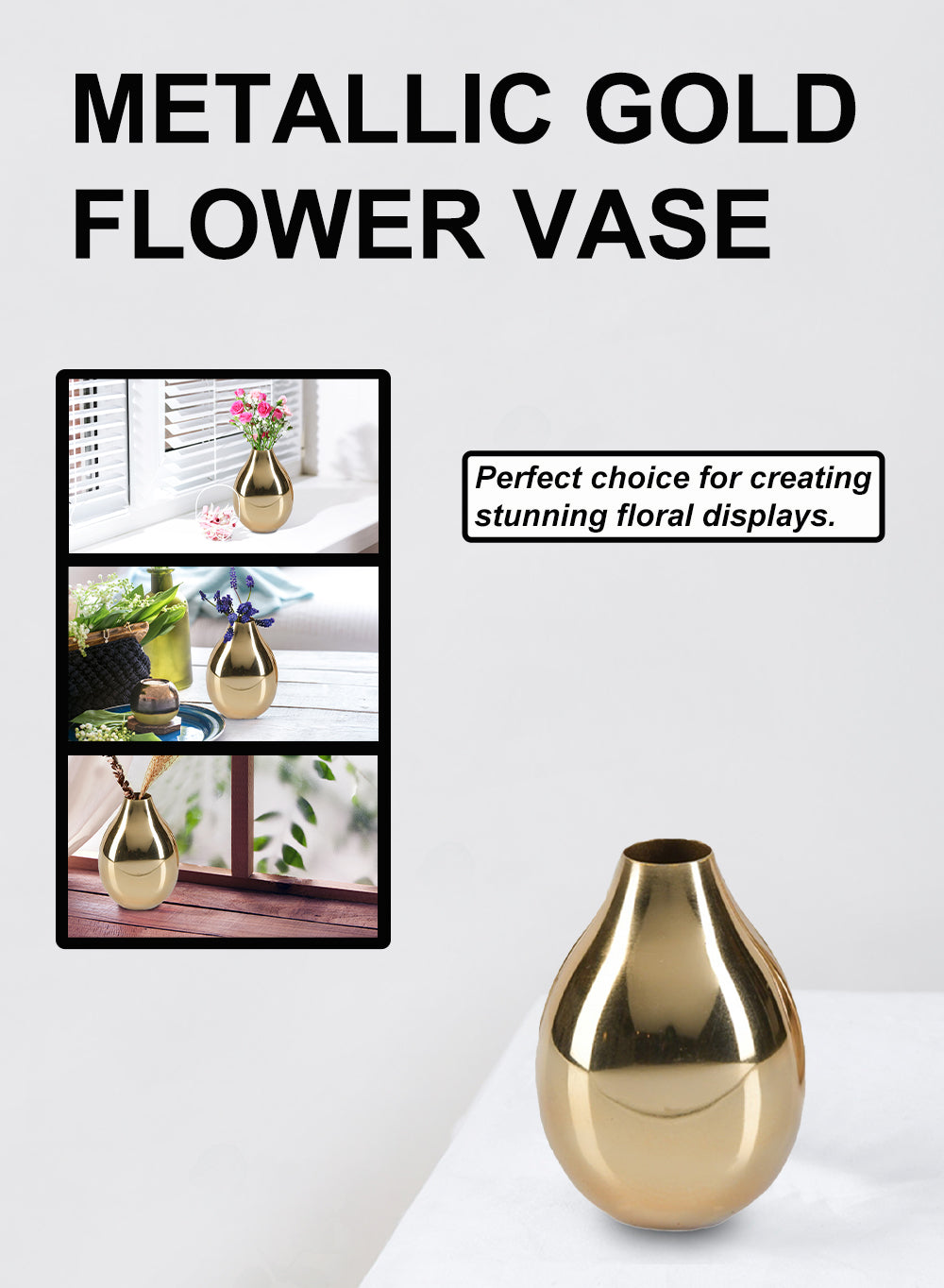 Pear-Shaped Gold Vase, Available in 2 Sizes