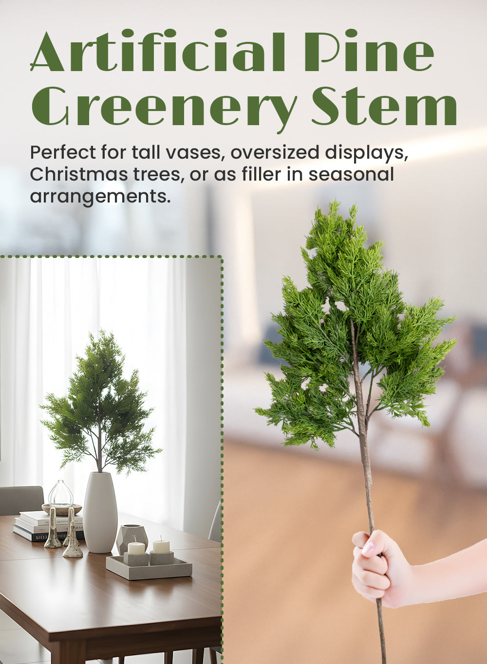 37" Artificial Pine Greenery Stem