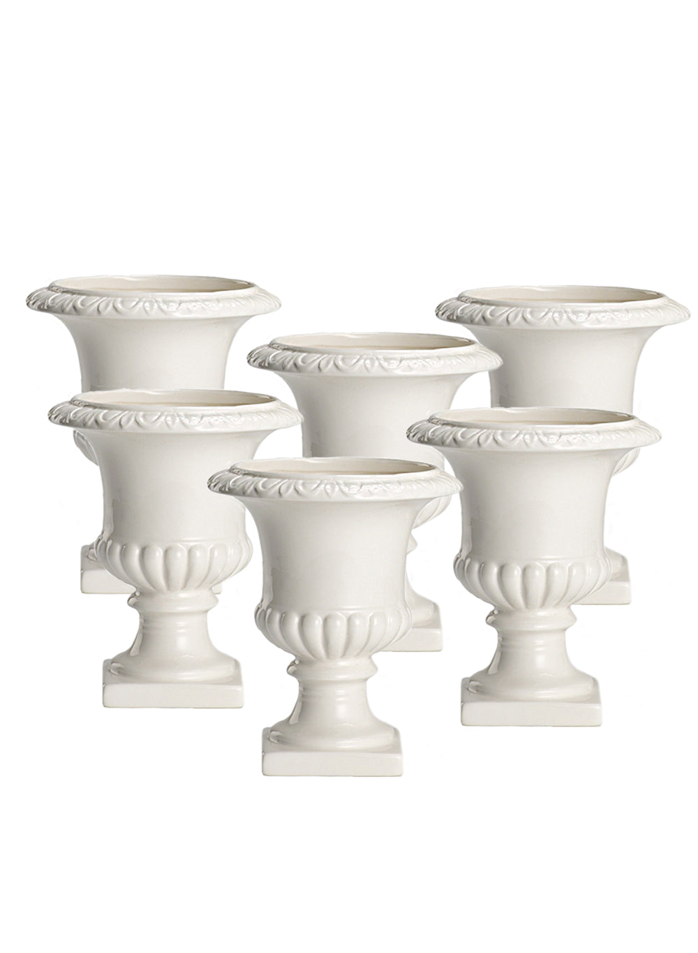 White Ceramic Pedestal Urn Vase - in 3 Sizes