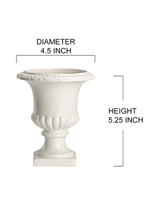 White Ceramic Pedestal Urn Vase - in 3 Sizes