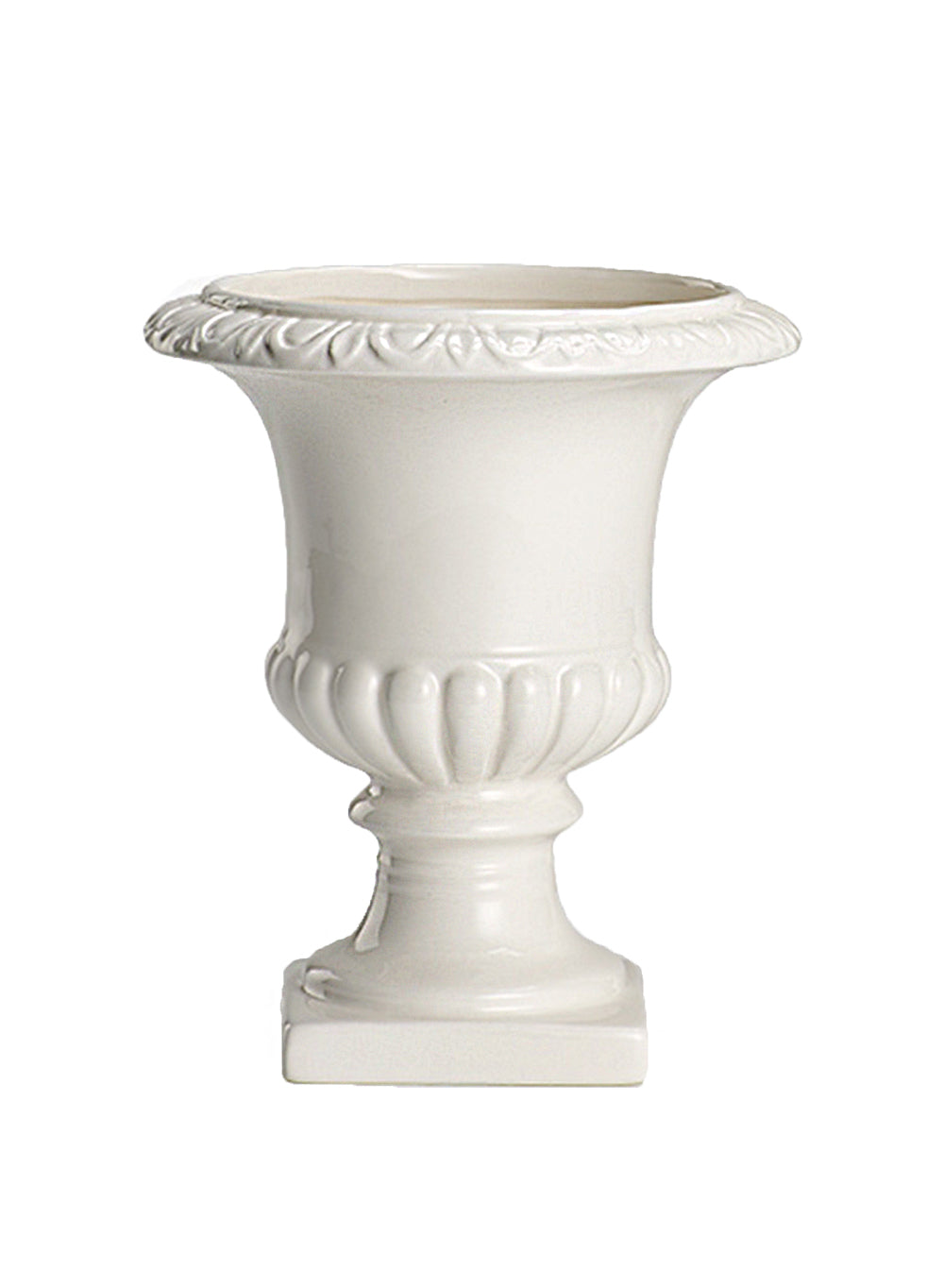 White Ceramic Pedestal Urn Vase - in 3 Sizes