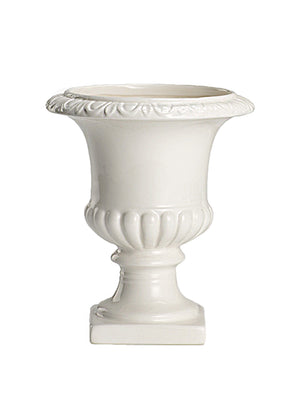 White Ceramic Pedestal Urn Vase - in 2 Sizes