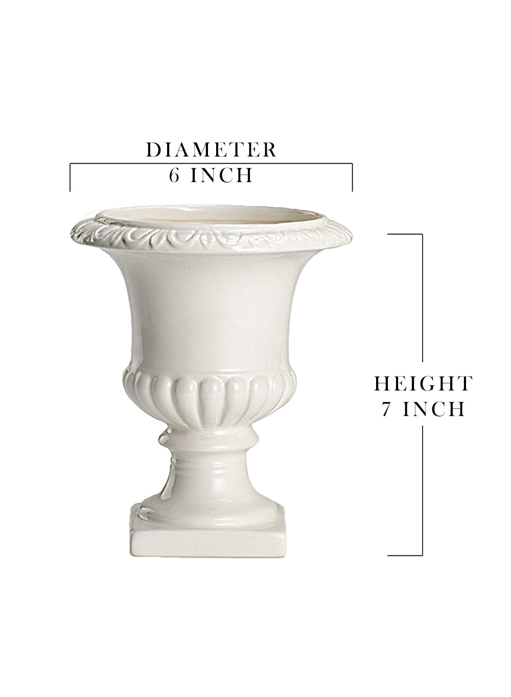 White Ceramic Pedestal Urn Vase - in 3 Sizes