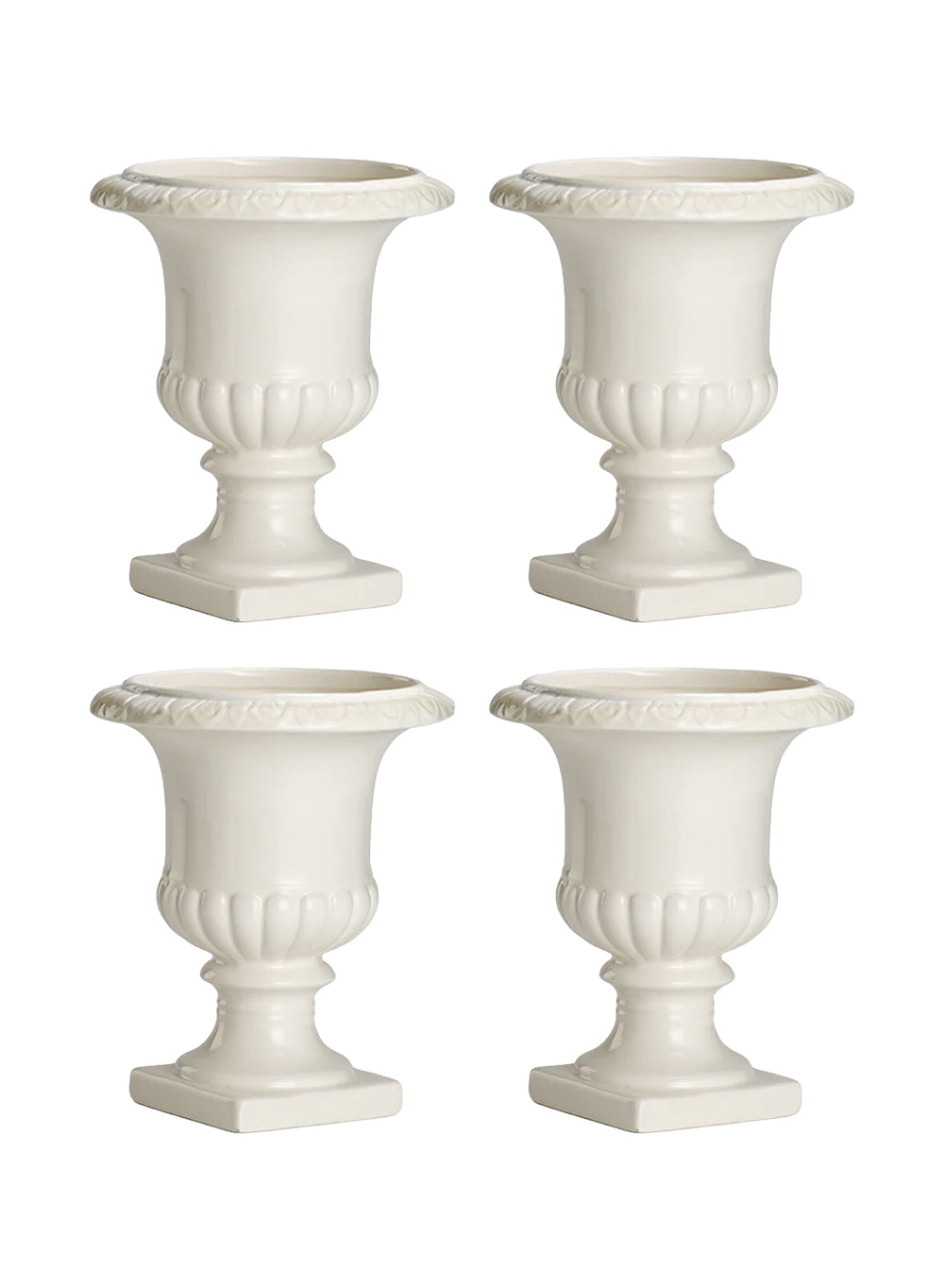 White Ceramic Pedestal Urn Vase Collection