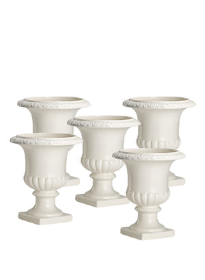 White Ceramic Pedestal Urn Vase - in 3 Sizes