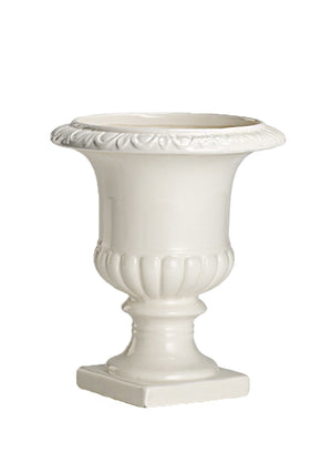 White Ceramic Pedestal Urn Vase - in 2 Sizes