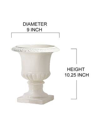 White Ceramic Pedestal Urn Vase - in 3 Sizes