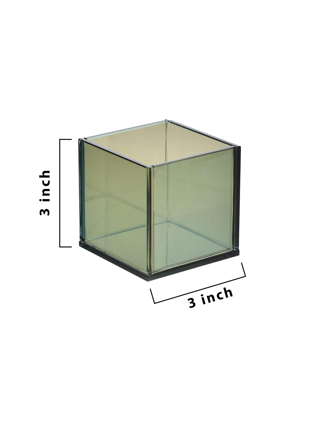 Serene Spaces Living Bluish Green Glass Cube Tea Light Holder, Reflective Mirror Effect, Measures 3" Cube