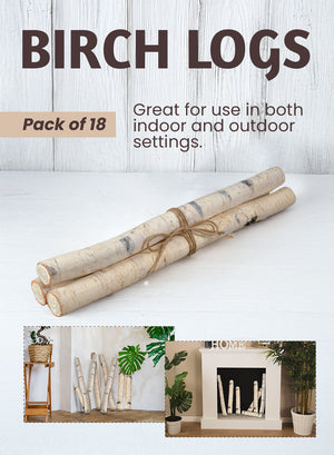 Artificial Birch Log, Pack of 18, Available in 2 Sizes