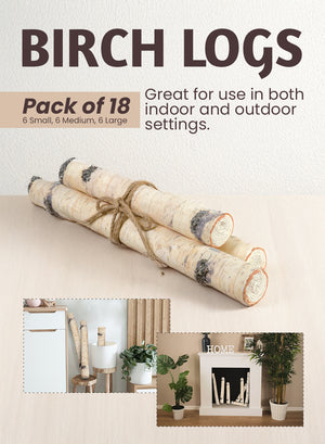 Artificial Birch Log, Pack of 18, Available in 2 Sizes