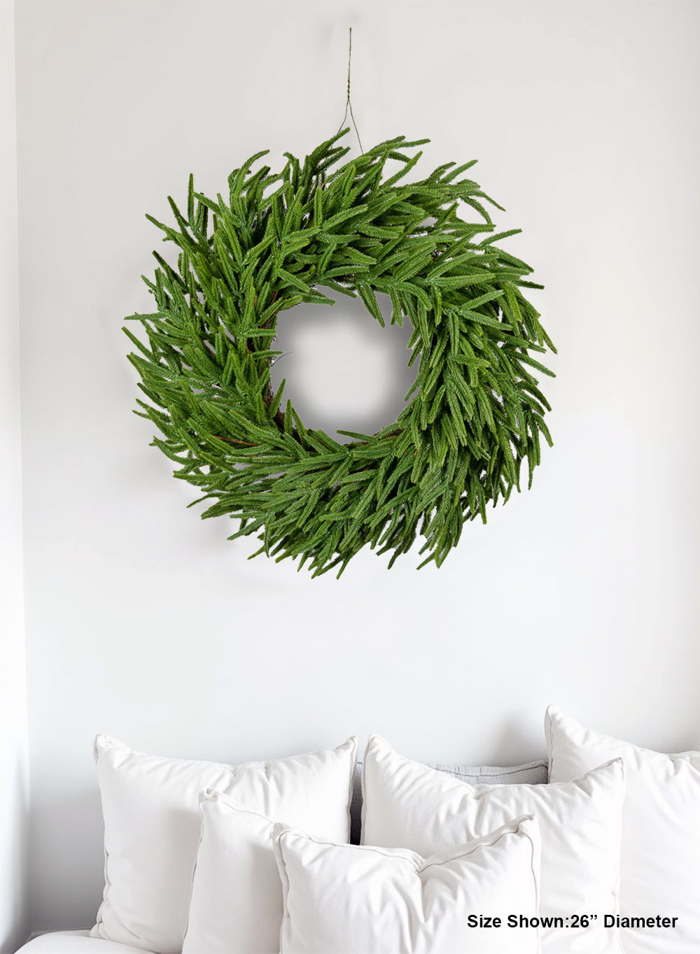 22" Rustic Pine Needle Wreath with Twig Base