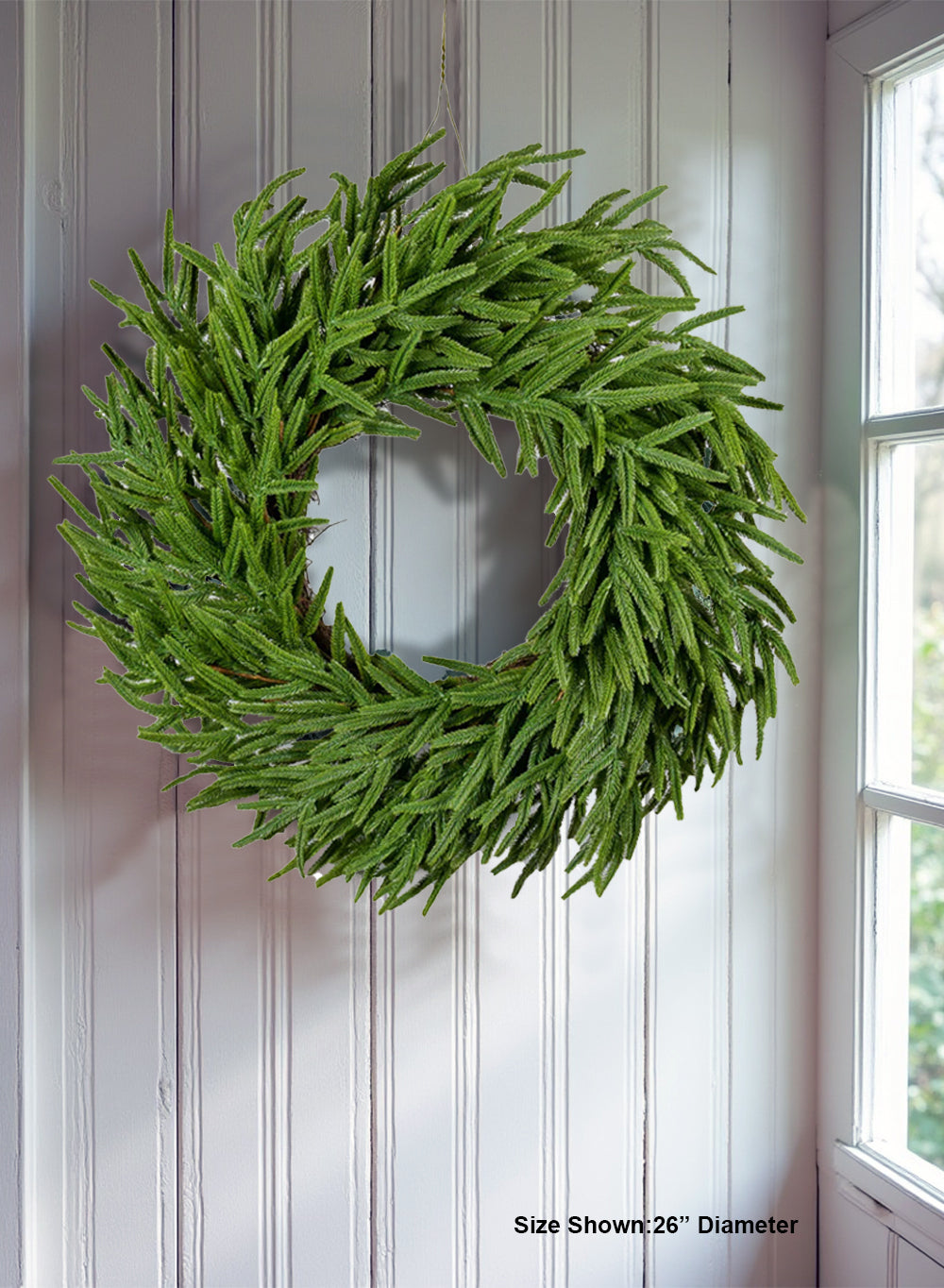 22" Rustic Pine Needle Wreath with Twig Base