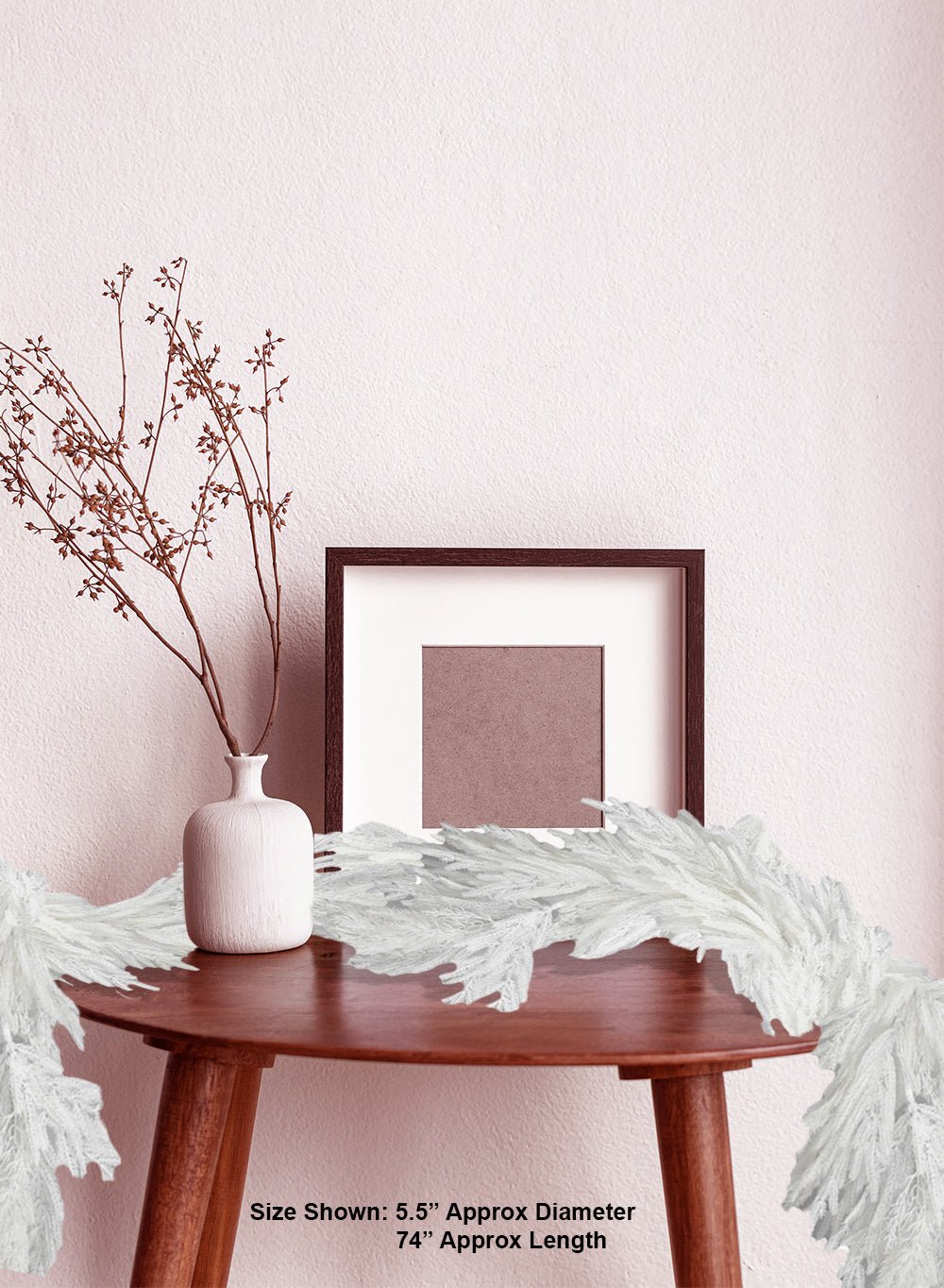 74" Snowy White Feathered Pine Garland