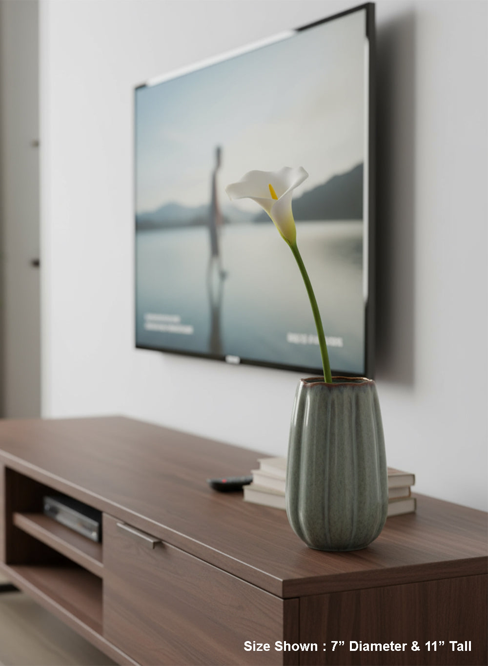 Mistvale Gray Fluted Ceramic Vase