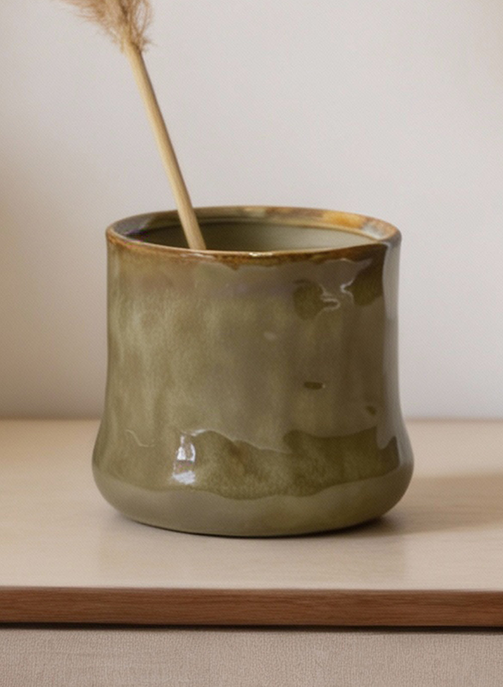 Verde Glaze Ceramic Cachepot Collection