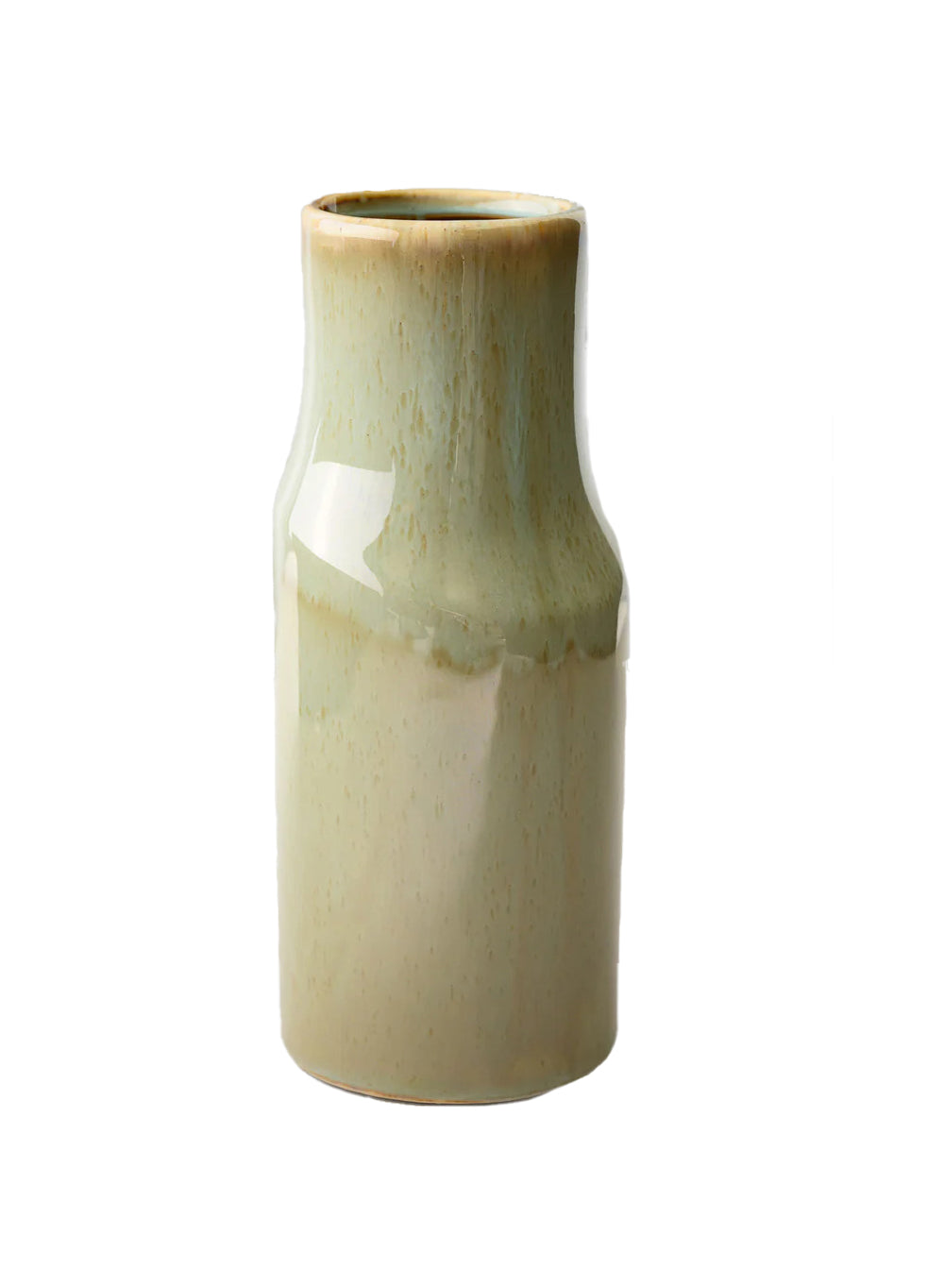 Bundle: Elora Glazed Ceramic Cylinder Vase (Pack of 4) & Red Silk Rose Bouquet (Pack of 1)