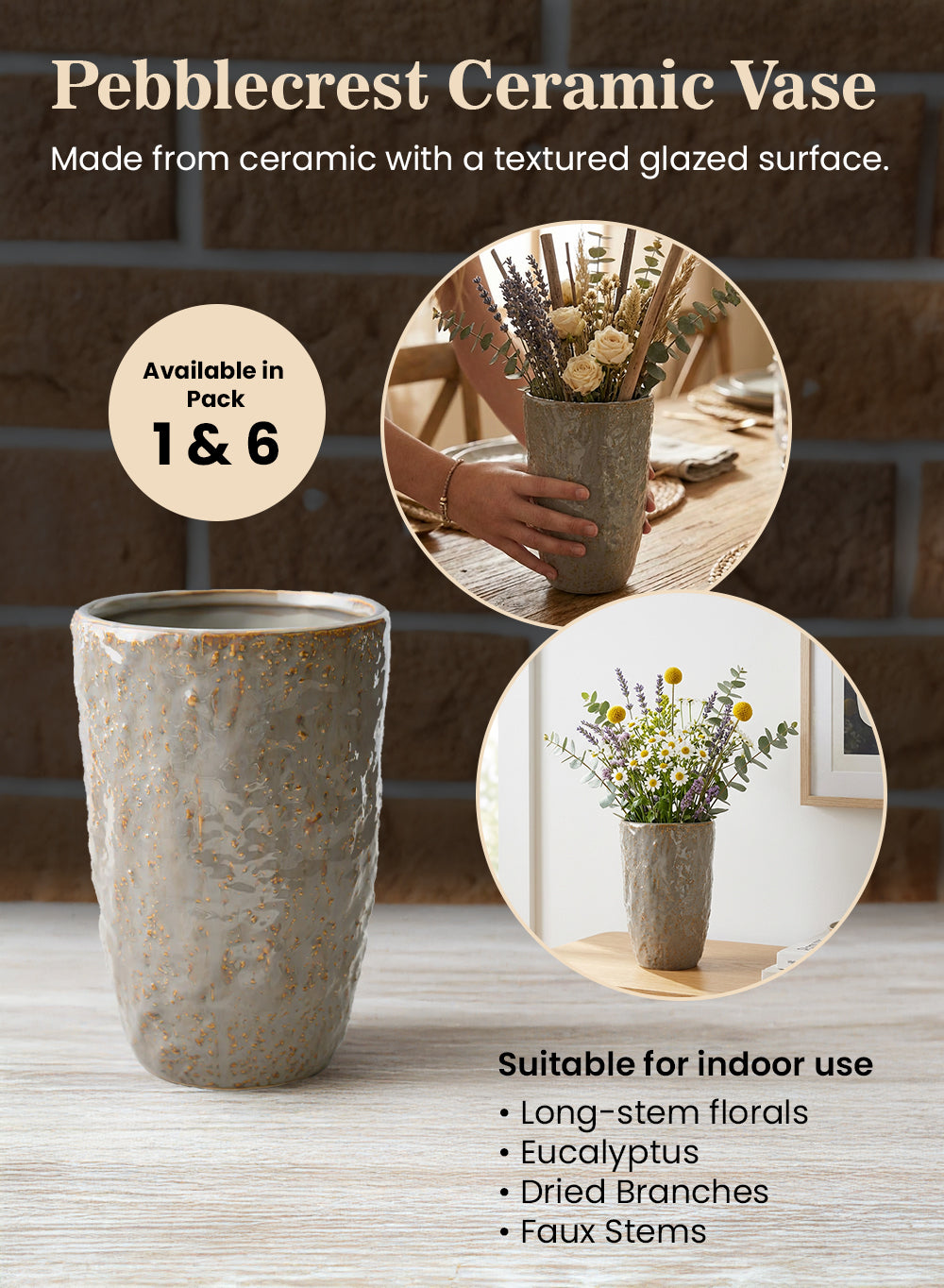 Pebblecrest Ceramic Vase Collection