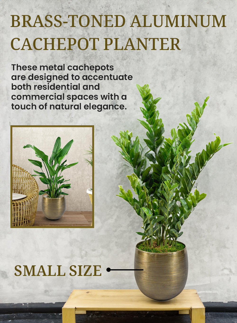 Gold Aluminum Planter, in 3 Sizes