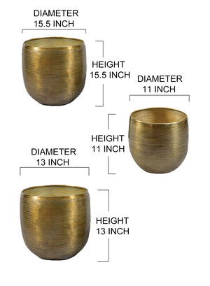 Gold Planter with Detachable Metal Stand, in 4 Sizes