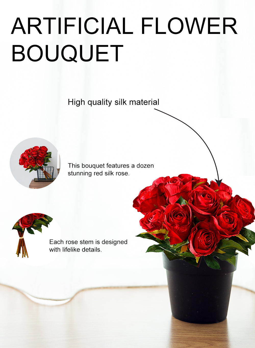 Red Silk Rose Bouquet