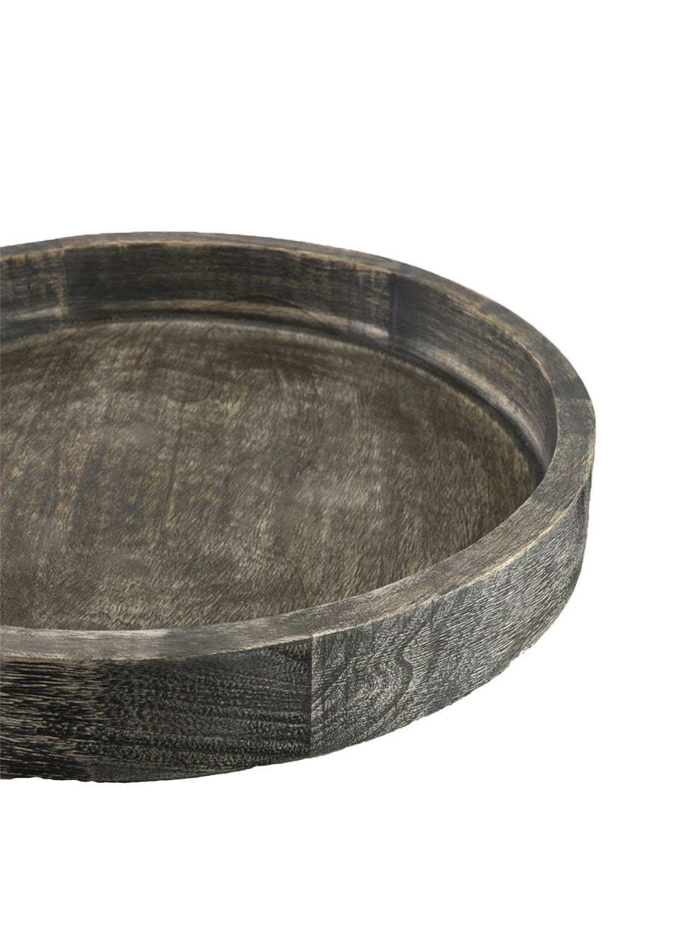 14" Dark Wood Round Tray