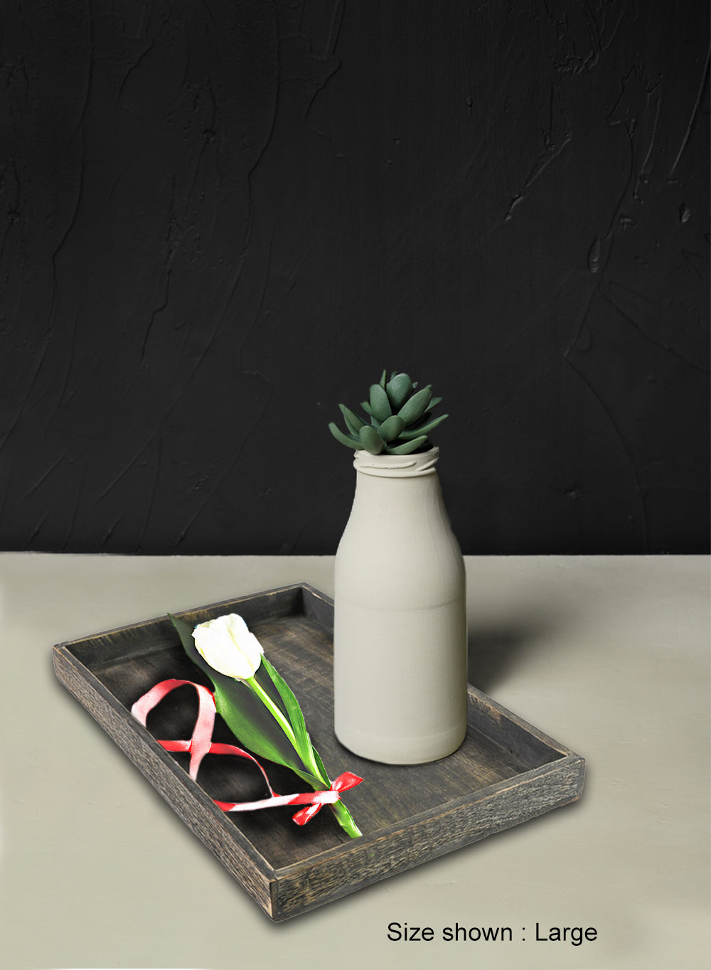 Dark Wood Rectangle Serving Tray, in 2 Sizes