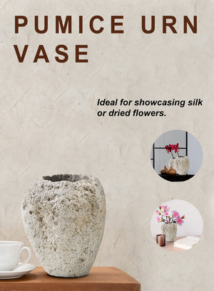 11" Natural Pumice Urn Vase