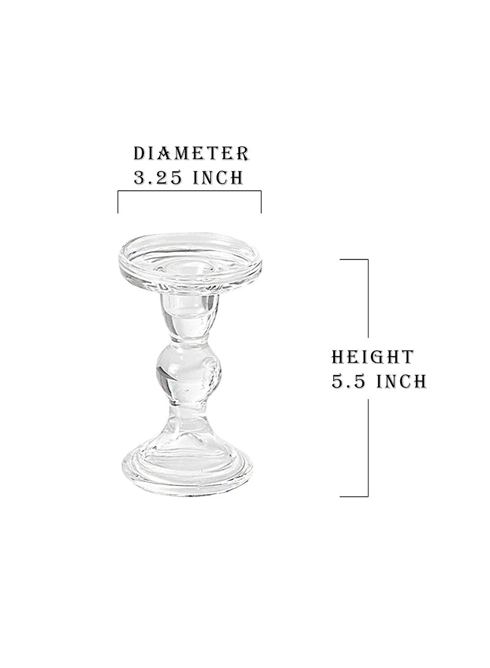 Curvy Glass Candlestick/ Pillar Holders, In 2 Sizes