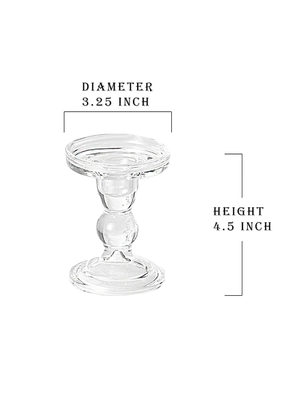 Curvy Glass Candlestick/ Pillar Holders, In 2 Sizes