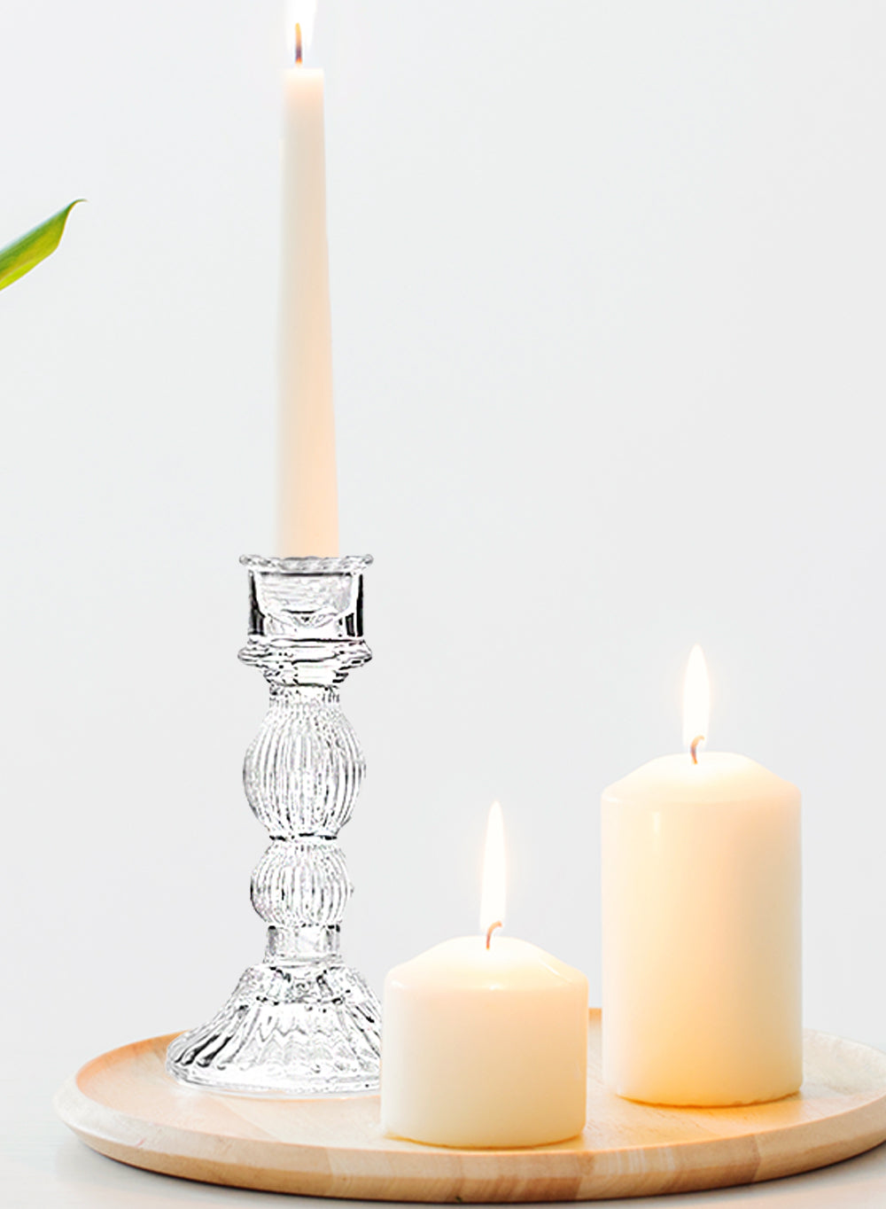 Glass Candlestick Holders, in 4 Sizes, Set of 6