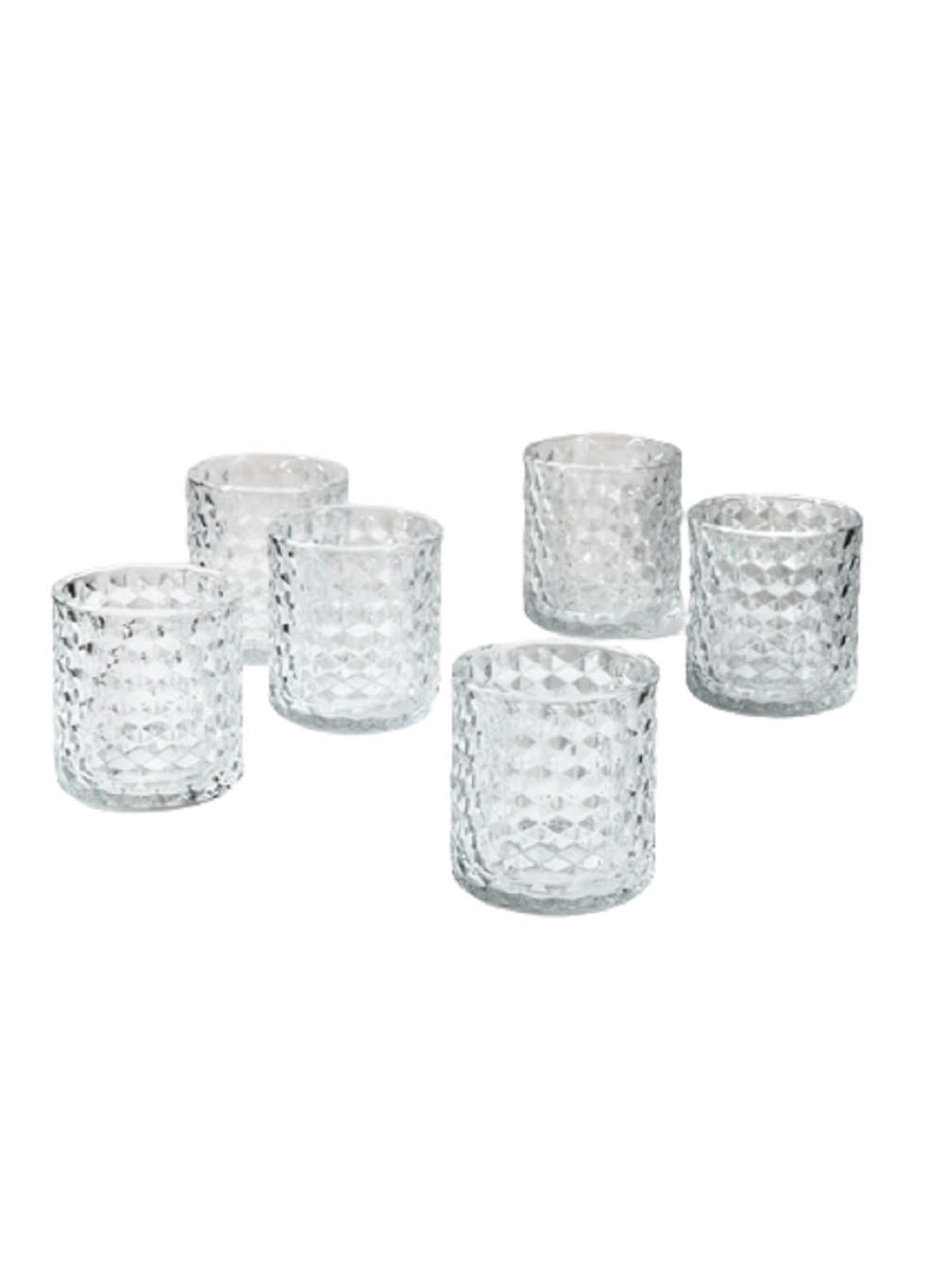 Crystal Glass Votive Holder, 3" Diameter & 3.5" Tall, Set of 6