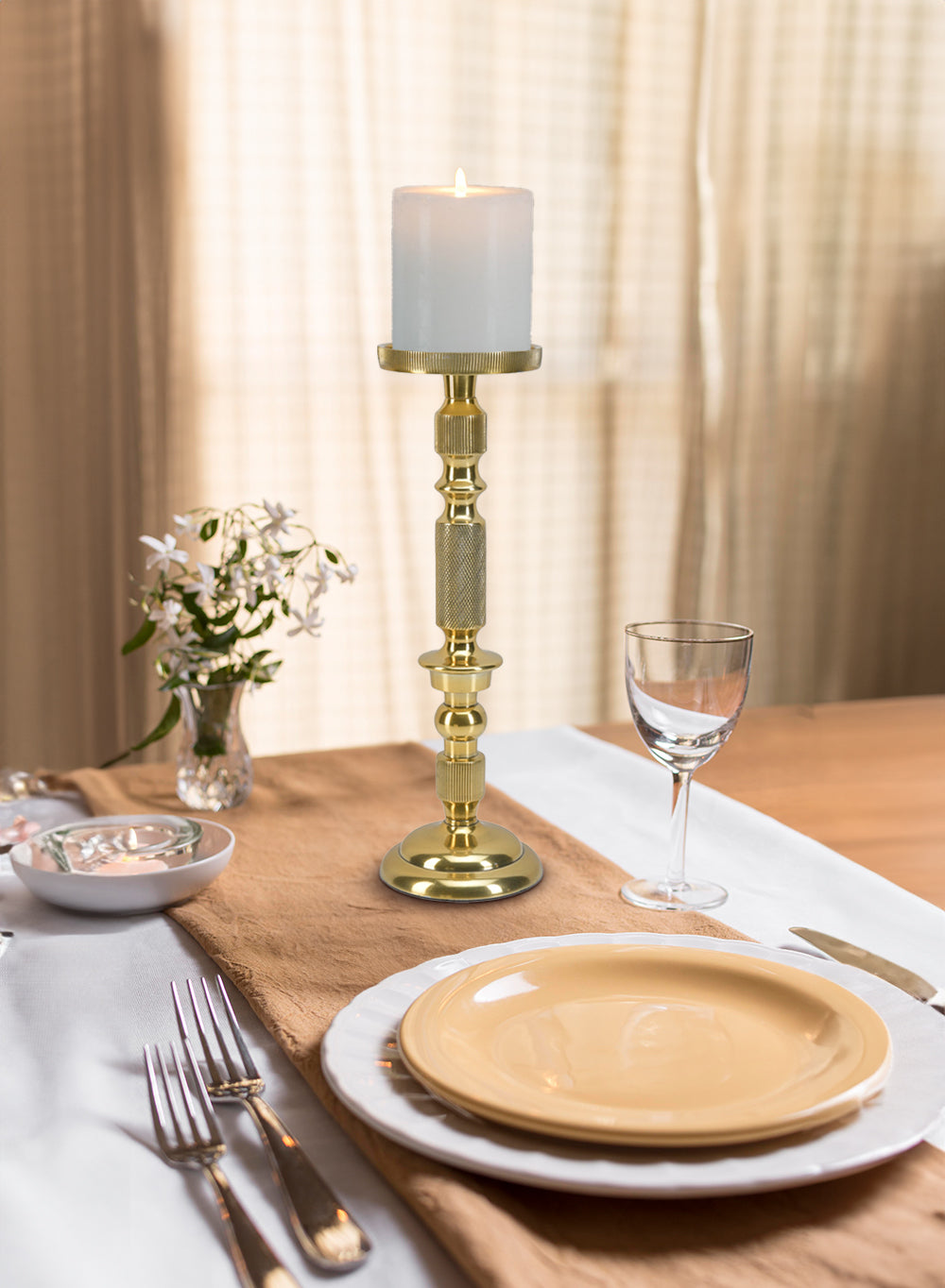 Serene Spaces Living Gold Pillar Holder, Elegant Lighting for Wedding or Party, 2 Size Options Available