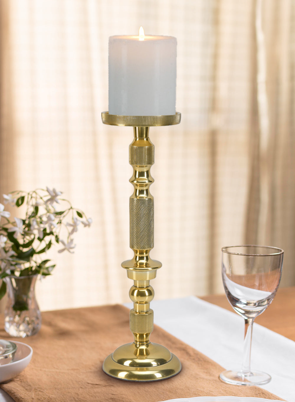 Serene Spaces Living Gold Pillar Holder, Elegant Lighting for Wedding or Party, 2 Size Options Available