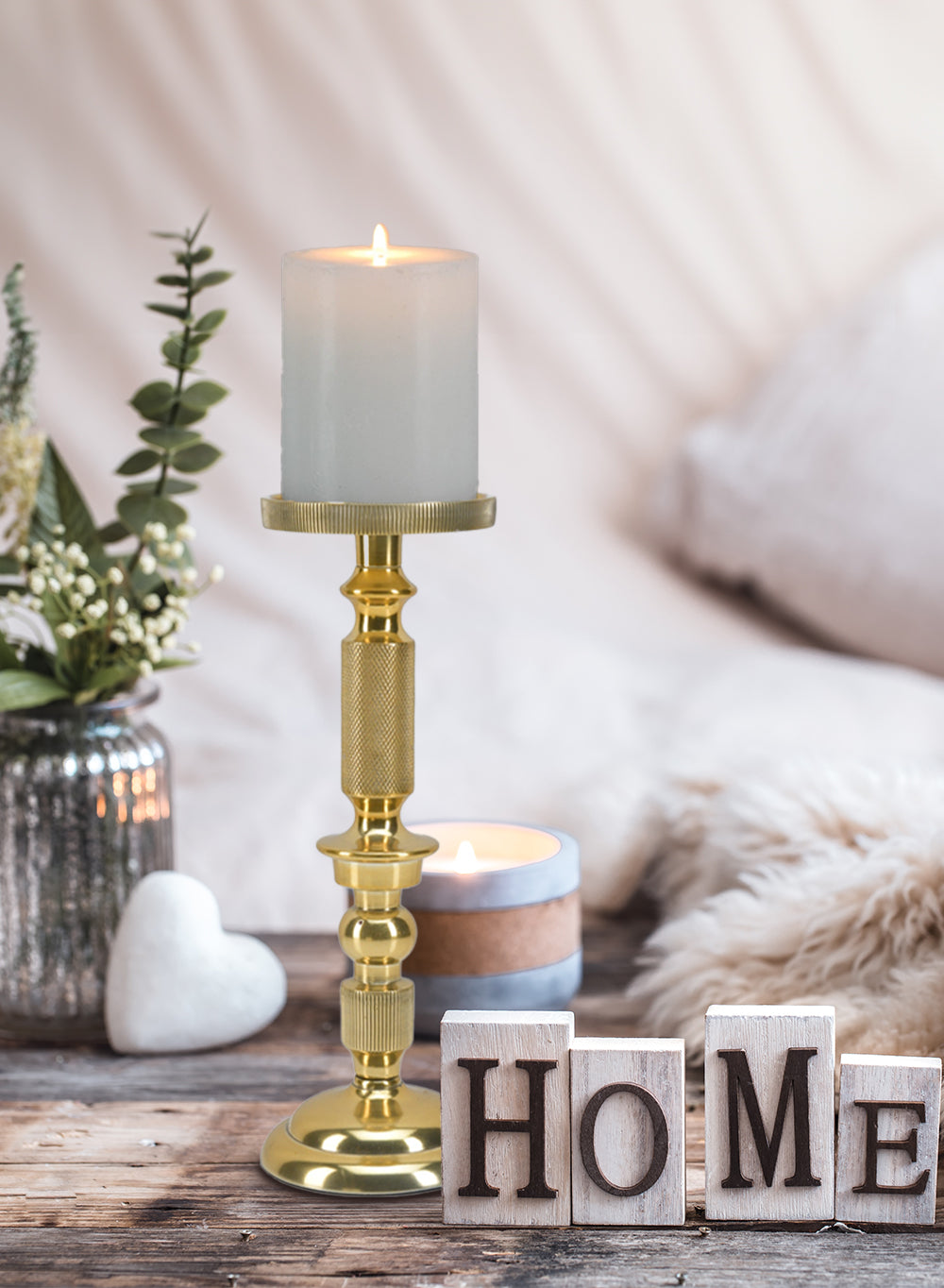 Serene Spaces Living Gold Pillar Holder, Elegant Lighting for Wedding or Party, 2 Size Options Available