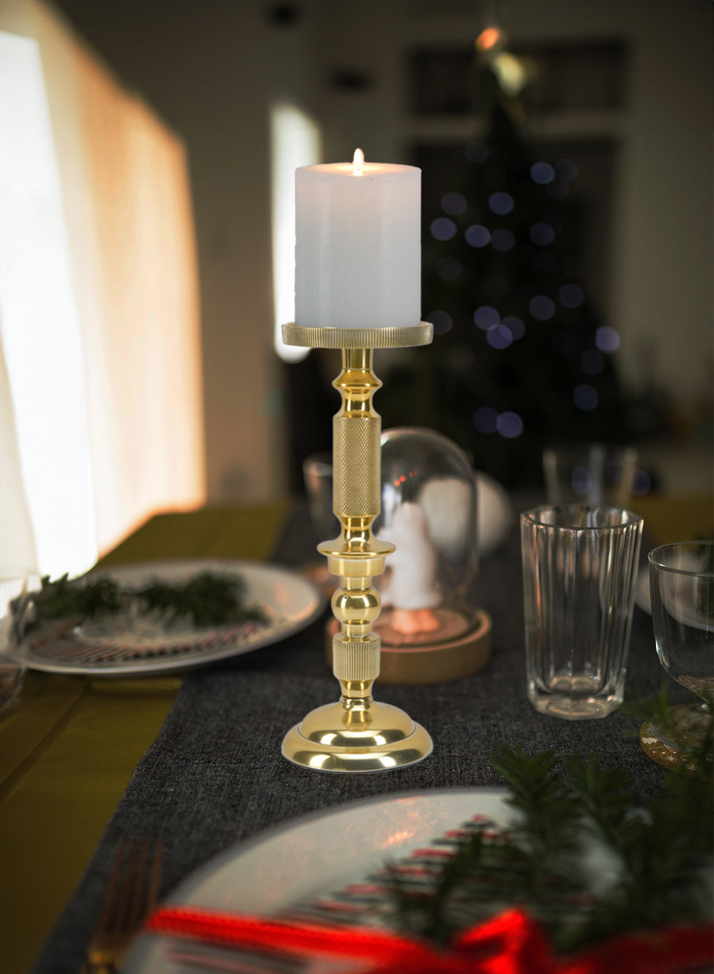 Serene Spaces Living Gold Pillar Holder, Elegant Lighting for Wedding or Party, 2 Size Options Available