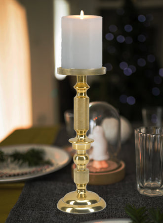 Serene Spaces Living Gold Pillar Holder, Elegant Lighting for Wedding or Party, 2 Size Options Available