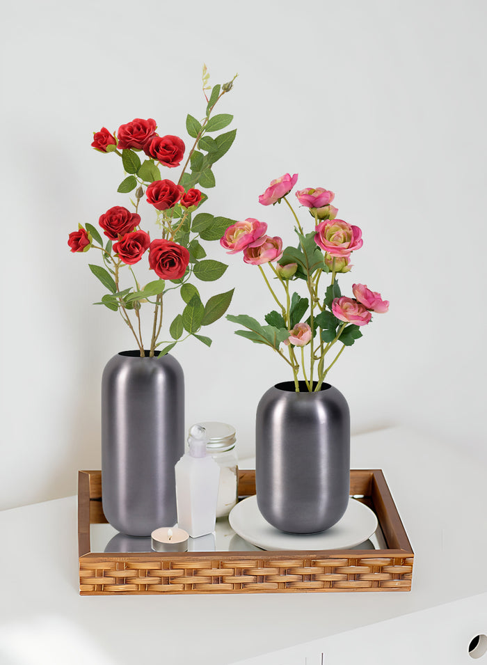 Metallic Grey Capsule Vase, in 2 Sizes