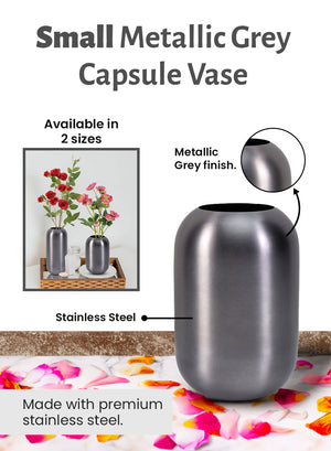 Metallic Grey Capsule Vase, in 2 Sizes