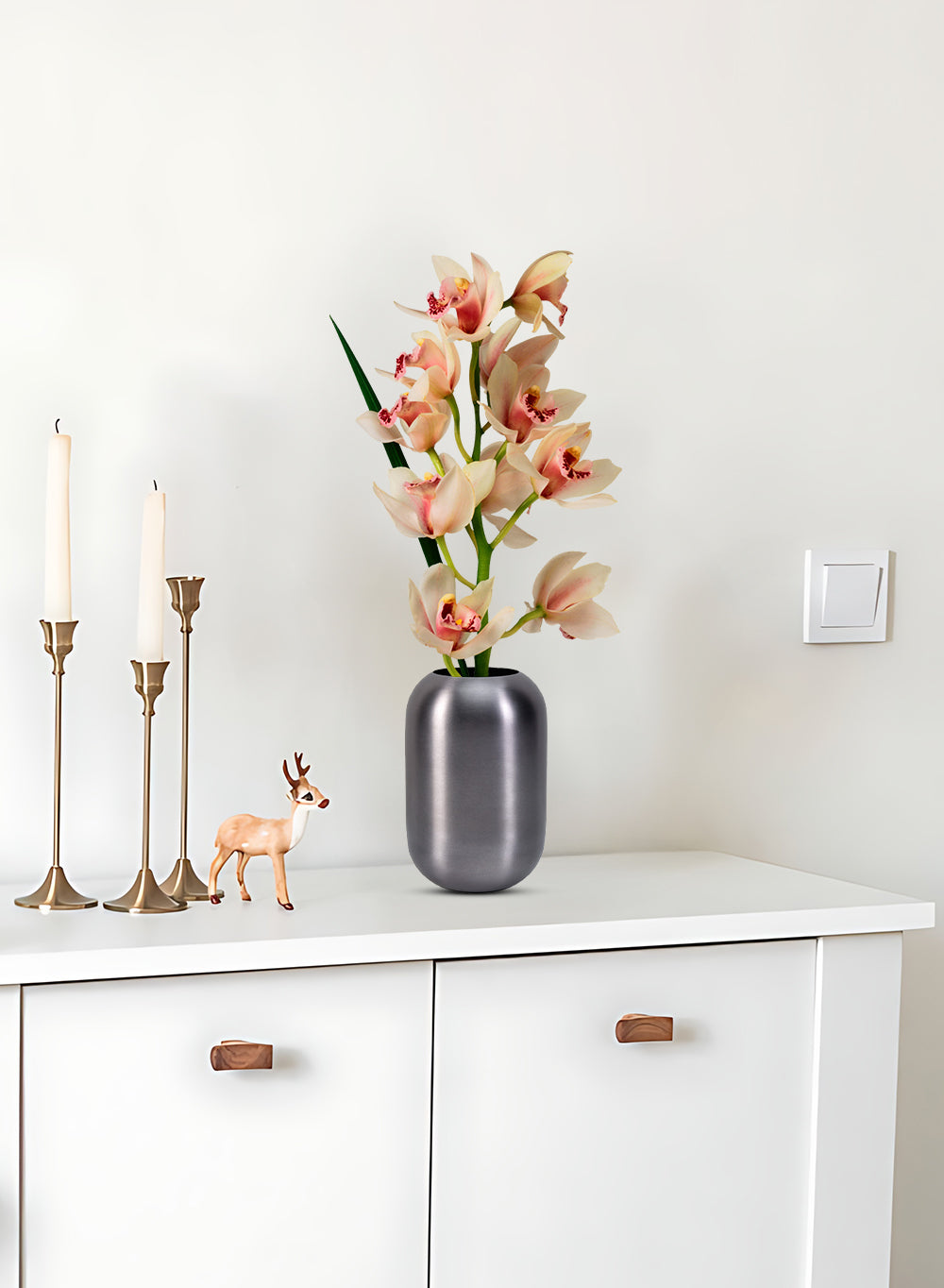 Metallic Grey Capsule Vase, in 2 Sizes