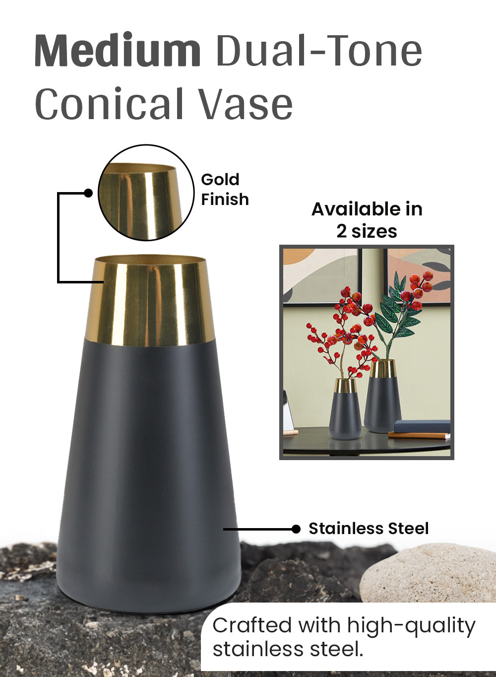 Dual-Tone Geometric Vase, in 2 Designs & Sets