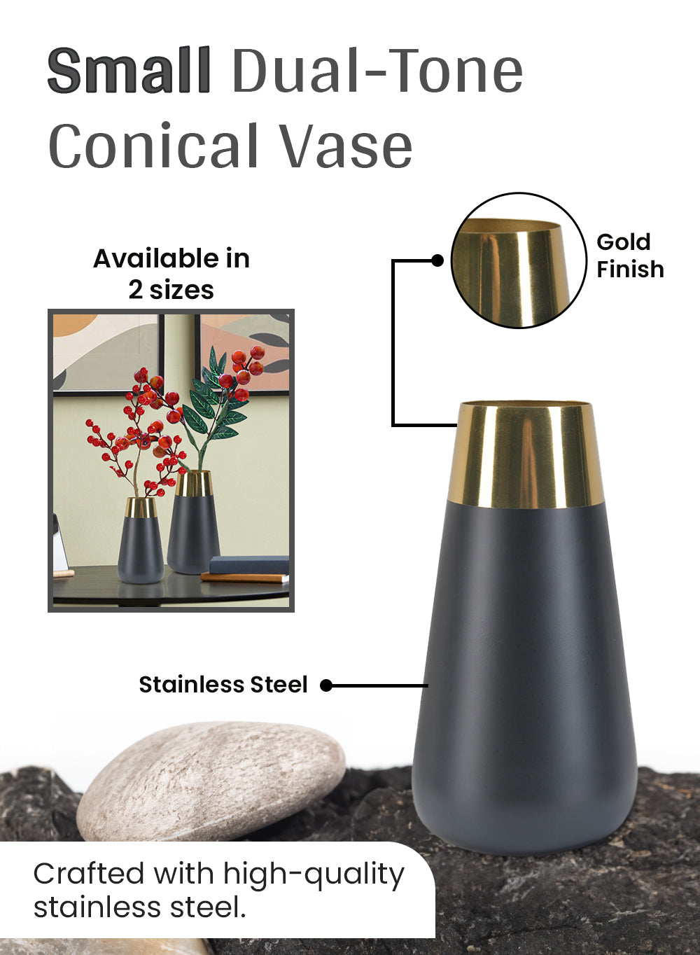 Dual-Tone Geometric Vase, in 2 Designs & Sets