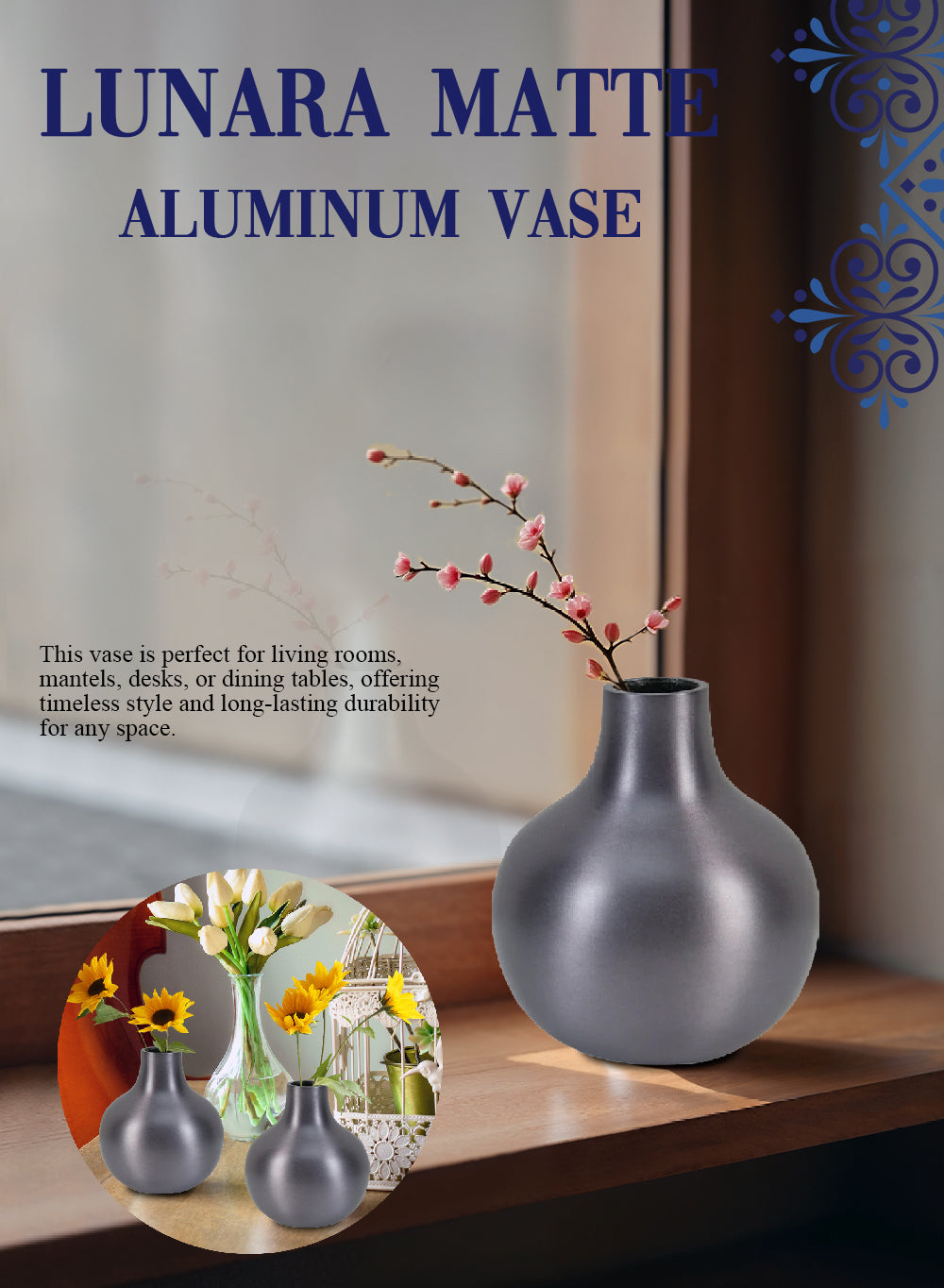 Lunara Matte Aluminum Vase